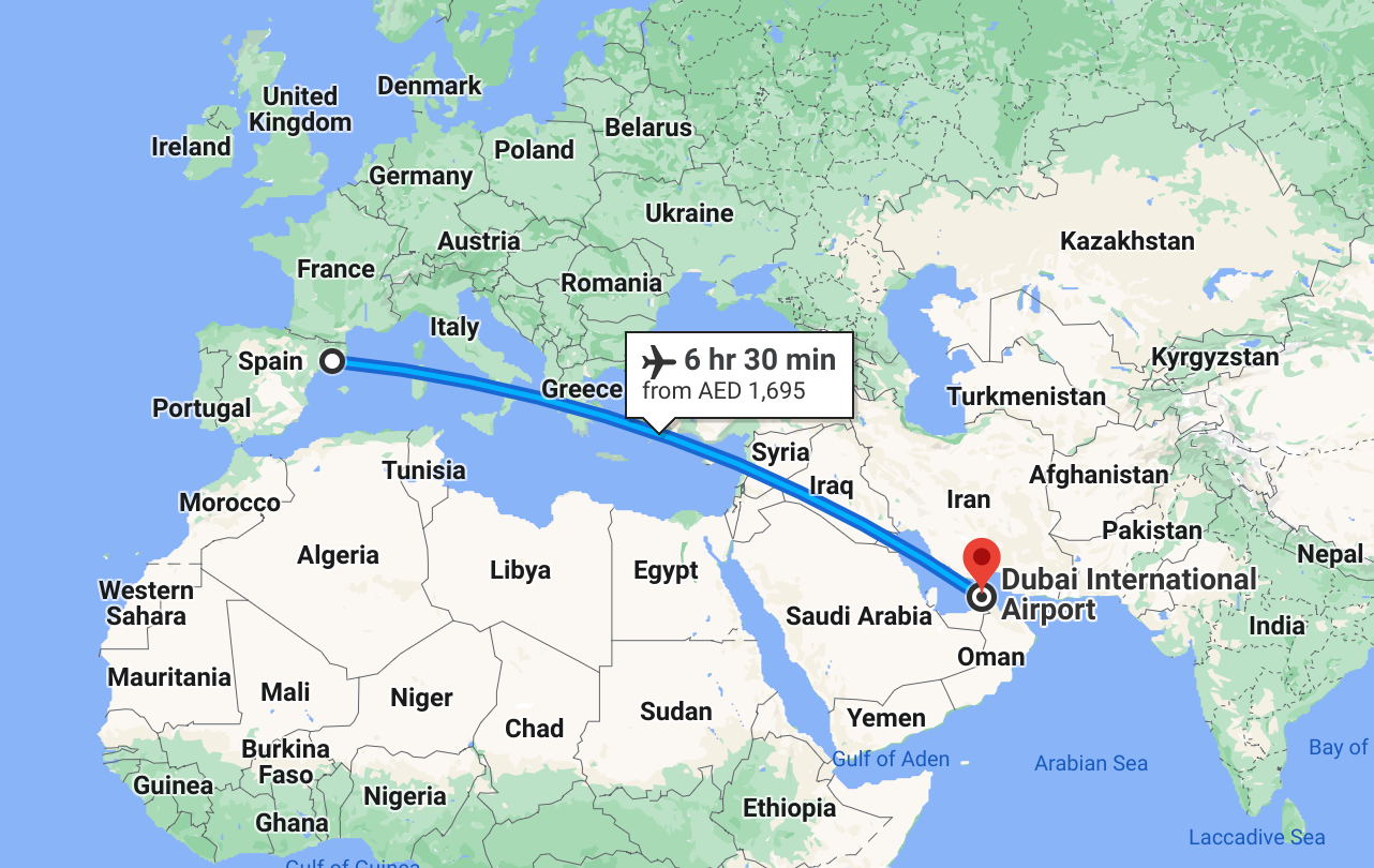 Flight Barcelona to Dubai