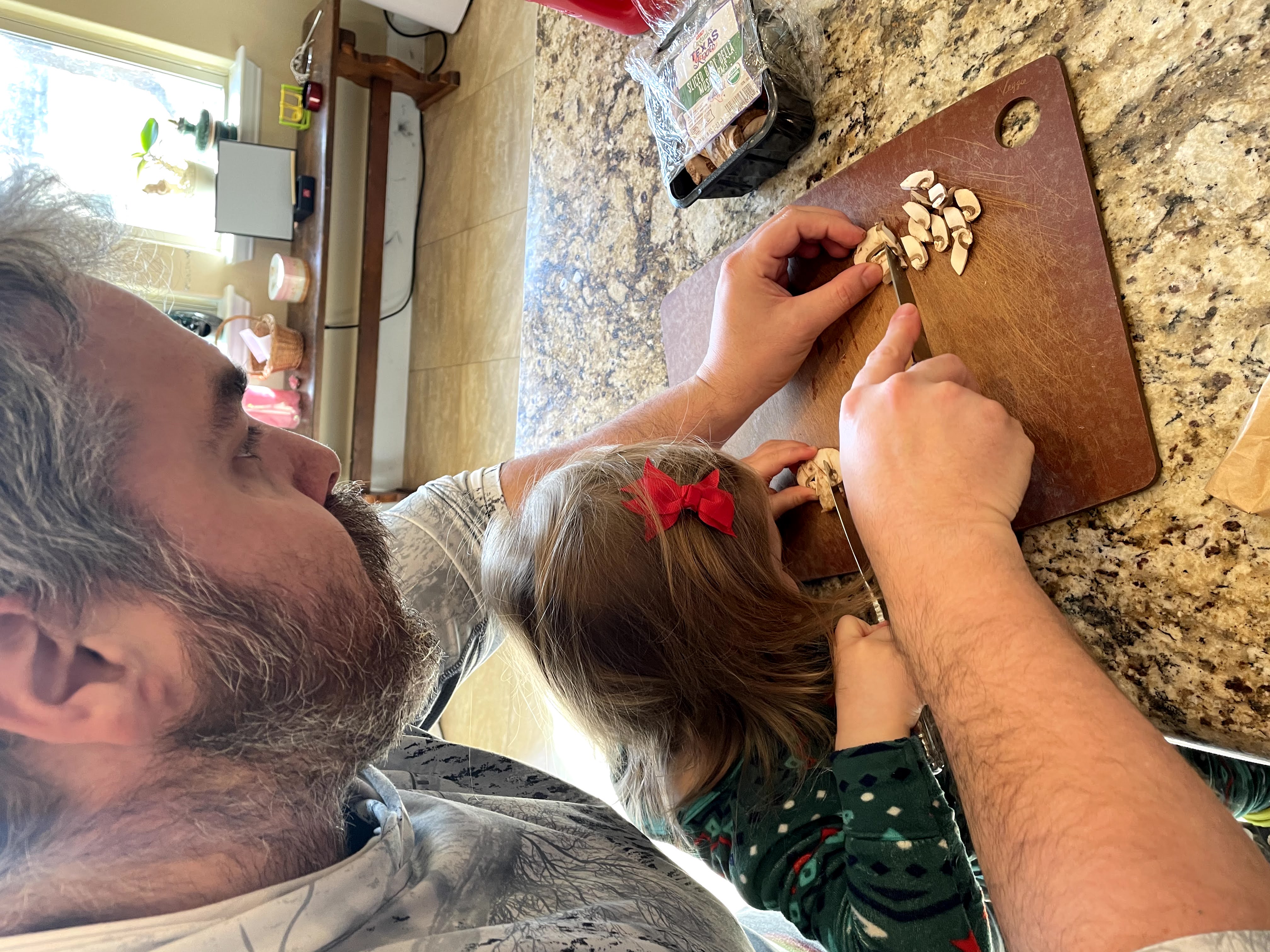 cutting mushrooms
