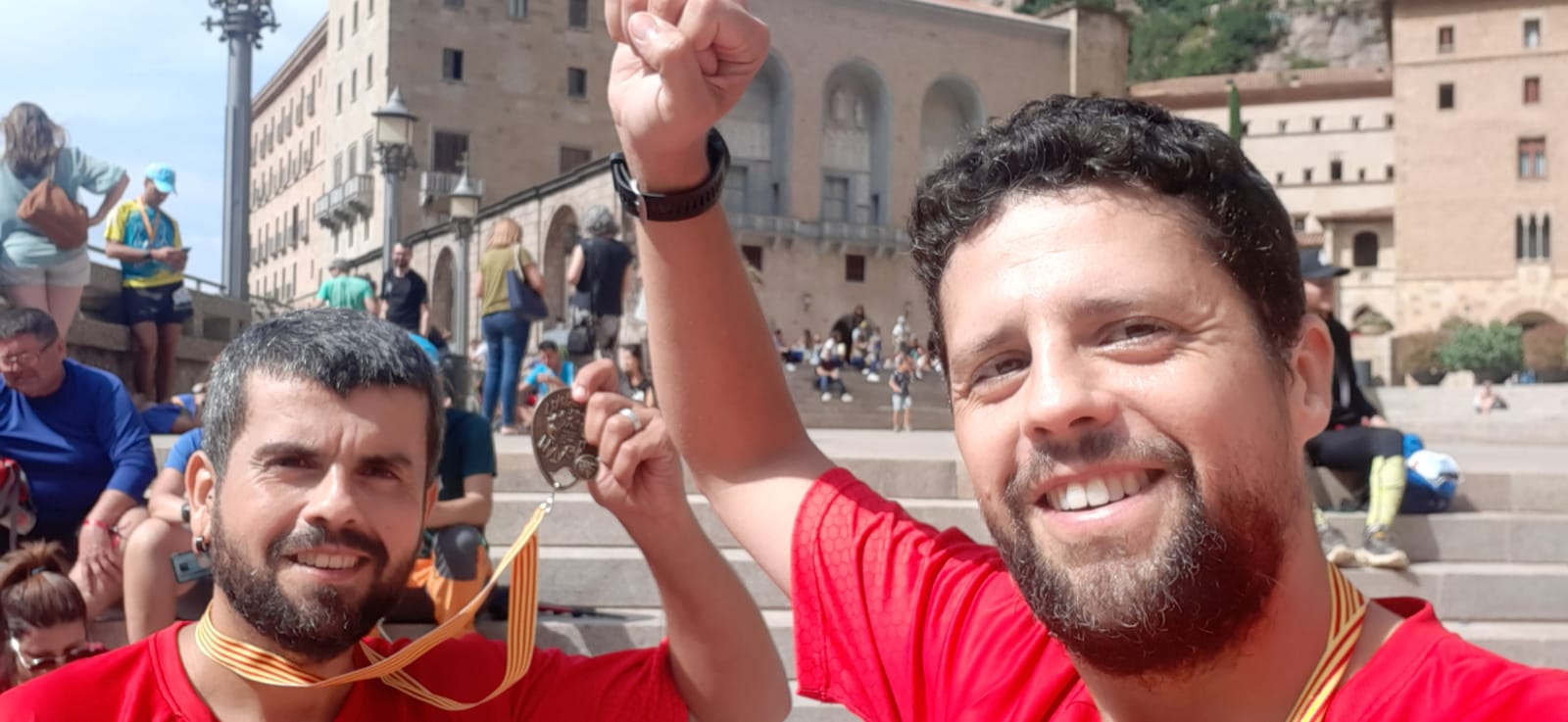 Celebration at the finish line